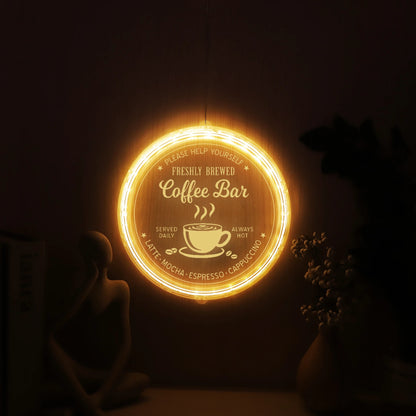 Freshly Brewed Coffee Bar LED Sign ™️